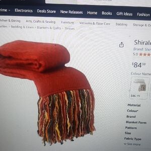 Clearance Shiraleah Red Throw Blanket with Multicolor Fringe